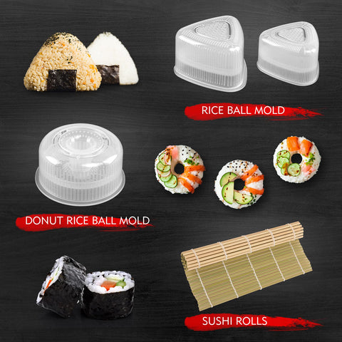 Hi Ninger sushi mold set with 11 shapes for creative rolls.