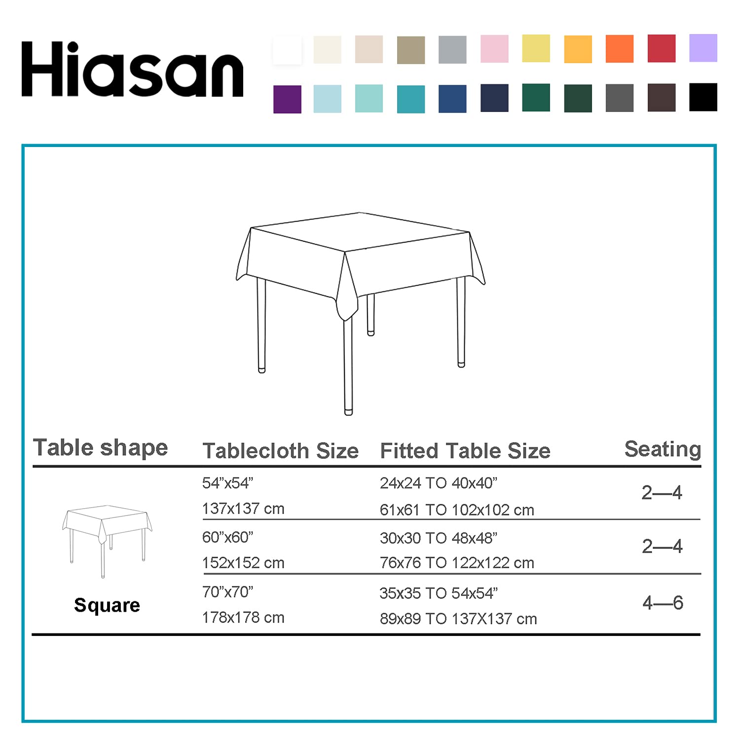 Hiasan Black Tablecloth Square 54x54 event-ready for banquets and weddings