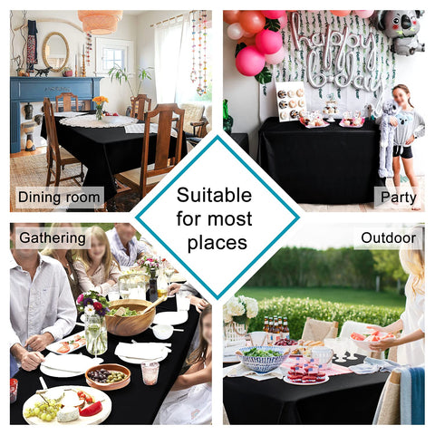 Hiasan Black Tablecloth Square 54x54 wrinkle-resistant keeps a neat look for events