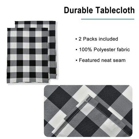 Hiasan buffalo plaid tablecloth 2-pack for convenient hosting.