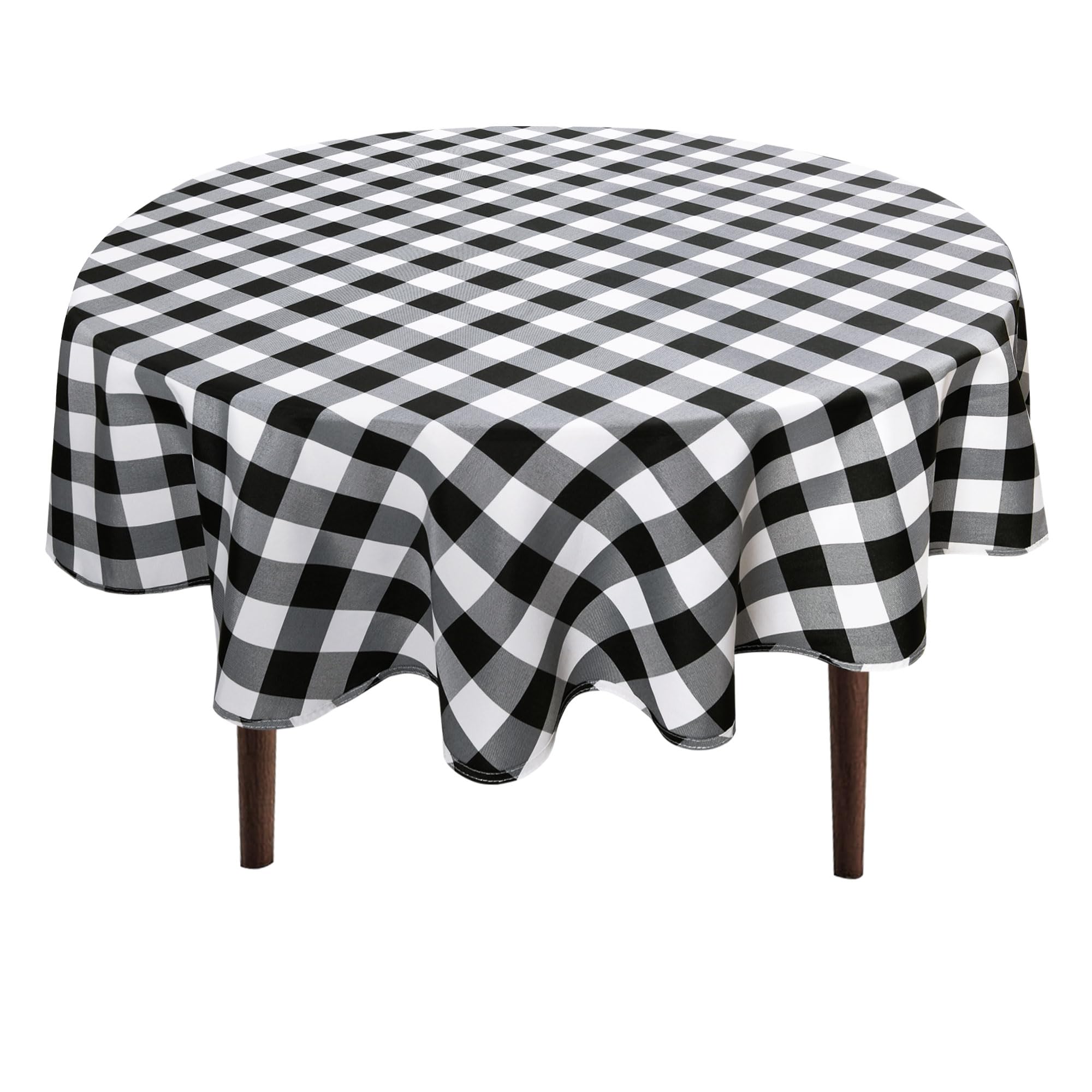 Hiasan checkered round tablecloth 60 inch waterproof protects indoor and outdoor dining surfaces.
