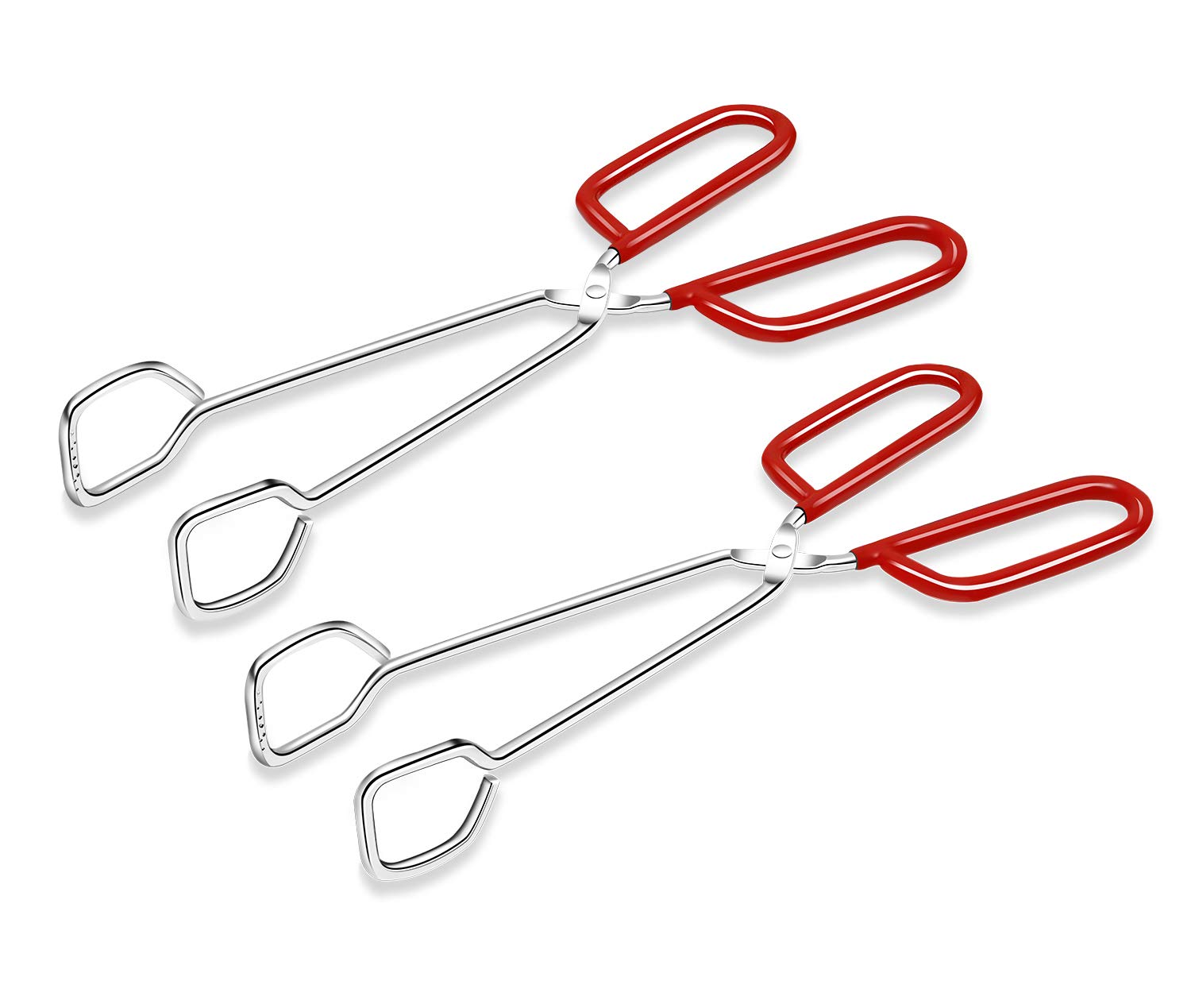 Hiash 10-inch tongs with red grip offering secure handling during cooking.