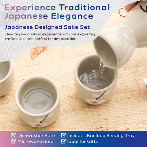 HIBINO Snow Plum bamboo tray keeping the set organized and portable.