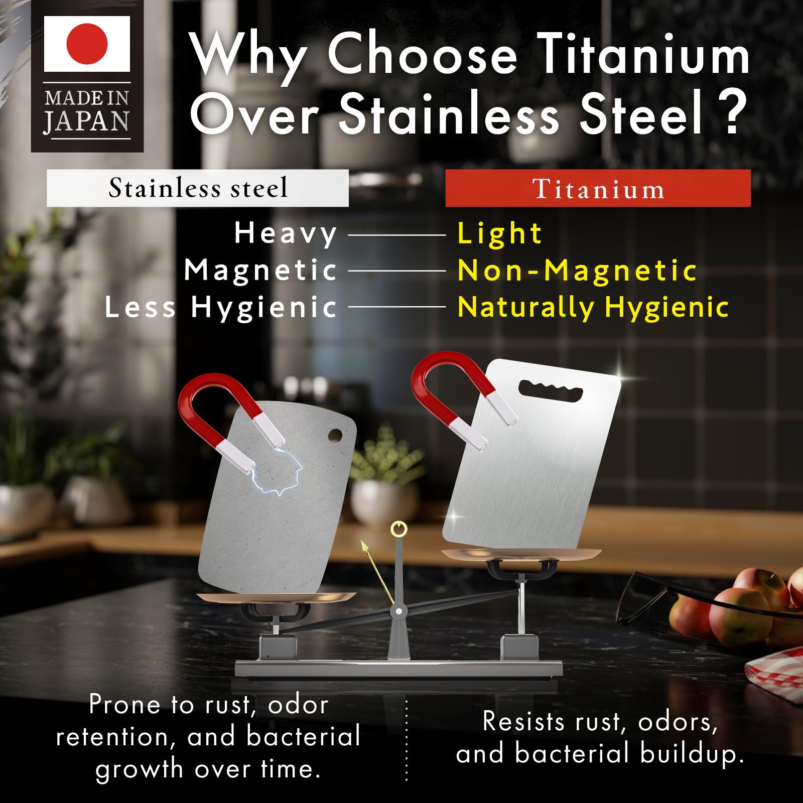 HIBINO titanium cutting board knife-friendly surface for precise slicing