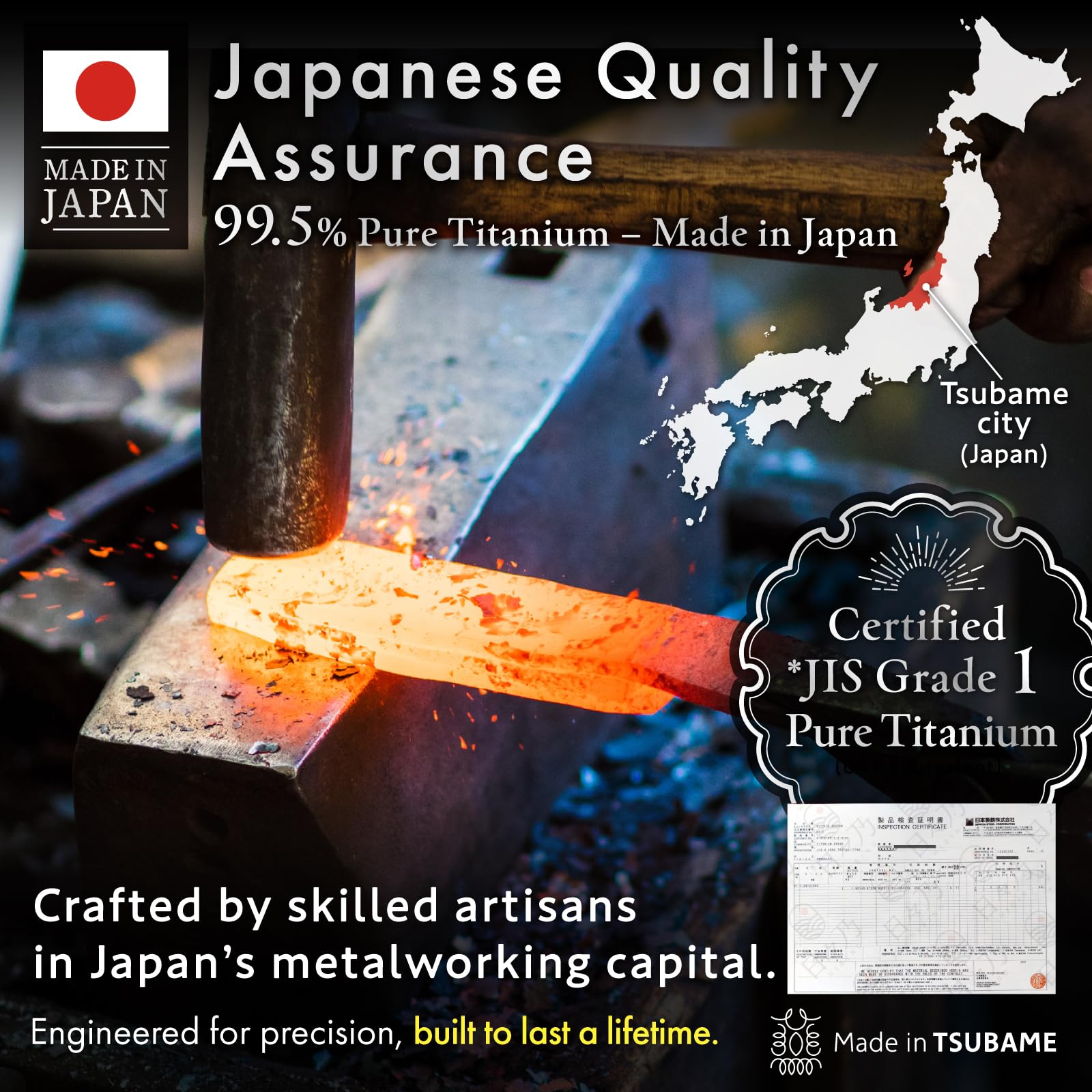 HIBINO titanium cutting board—Made in Japan—for daily kitchen prep durability.