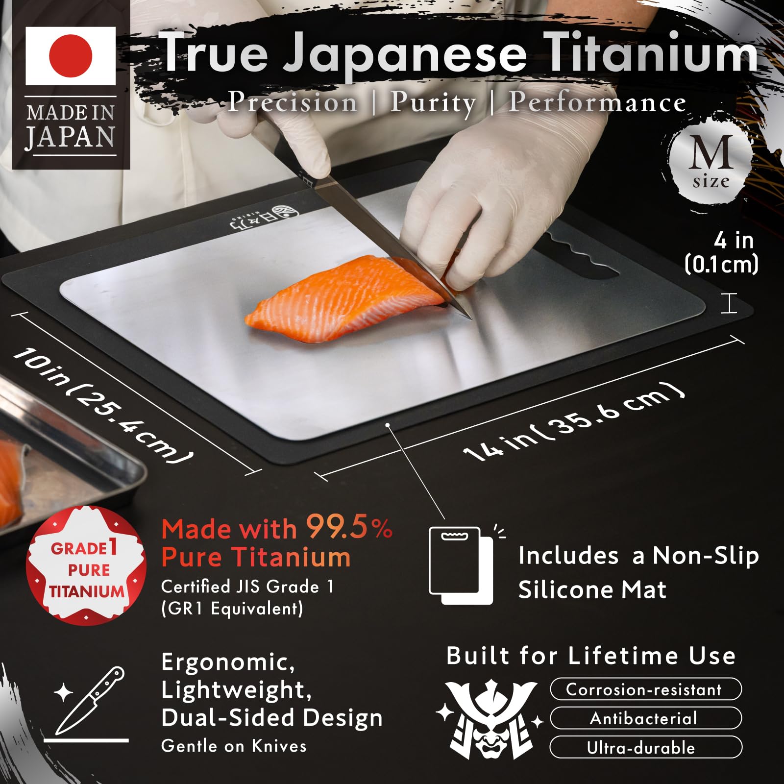HIBINO ultra-thin surface supports knife-friendly slicing and easy cleanup.