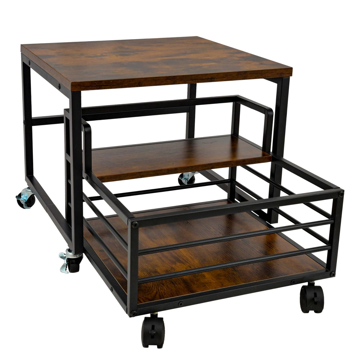 HIBOAT mini fridge stand with basket, front view shows easy beverage access