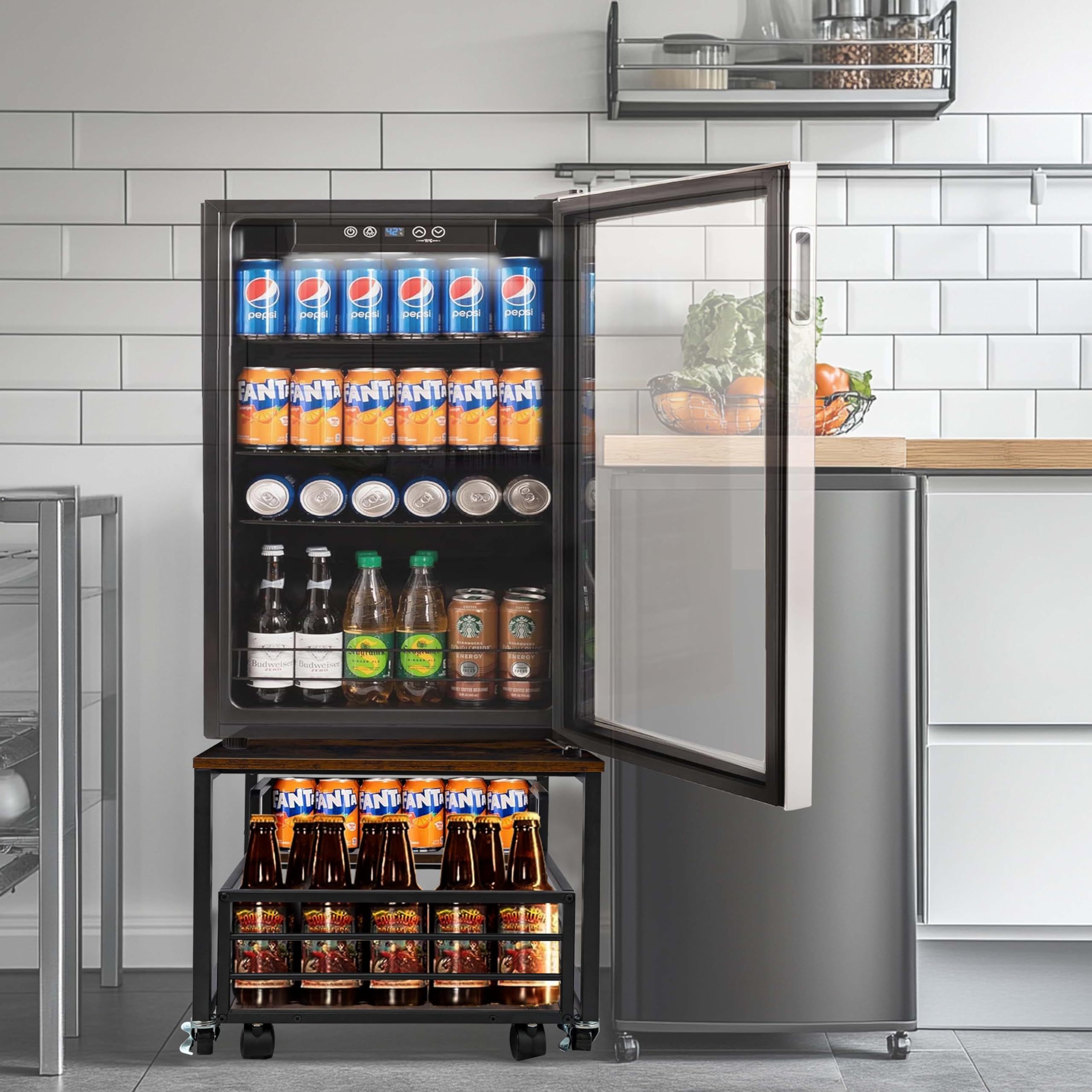 HIBOAT mini fridge stand, dorm and kitchen use demonstrated