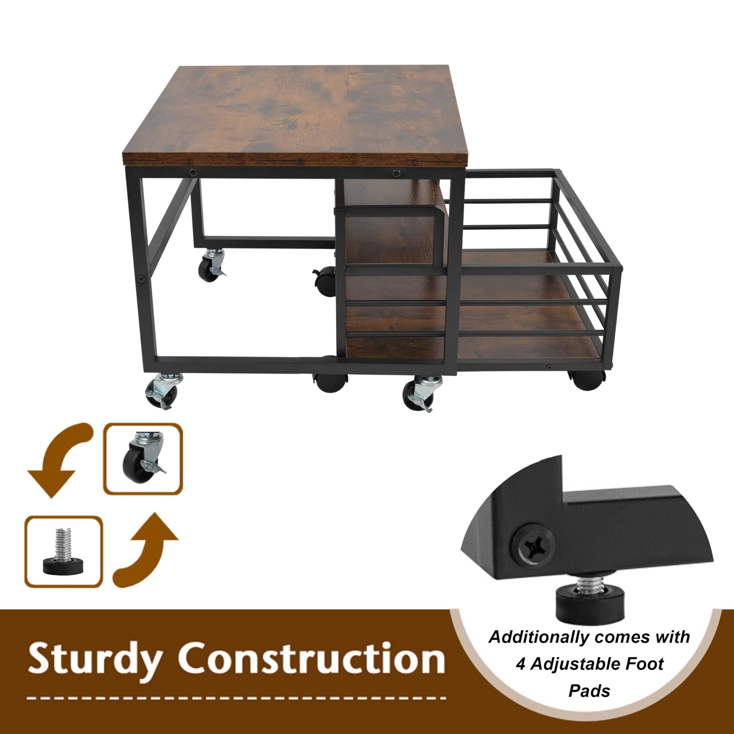 HIBOAT mini-fridge stand with drawer, open drawer shows compact organization