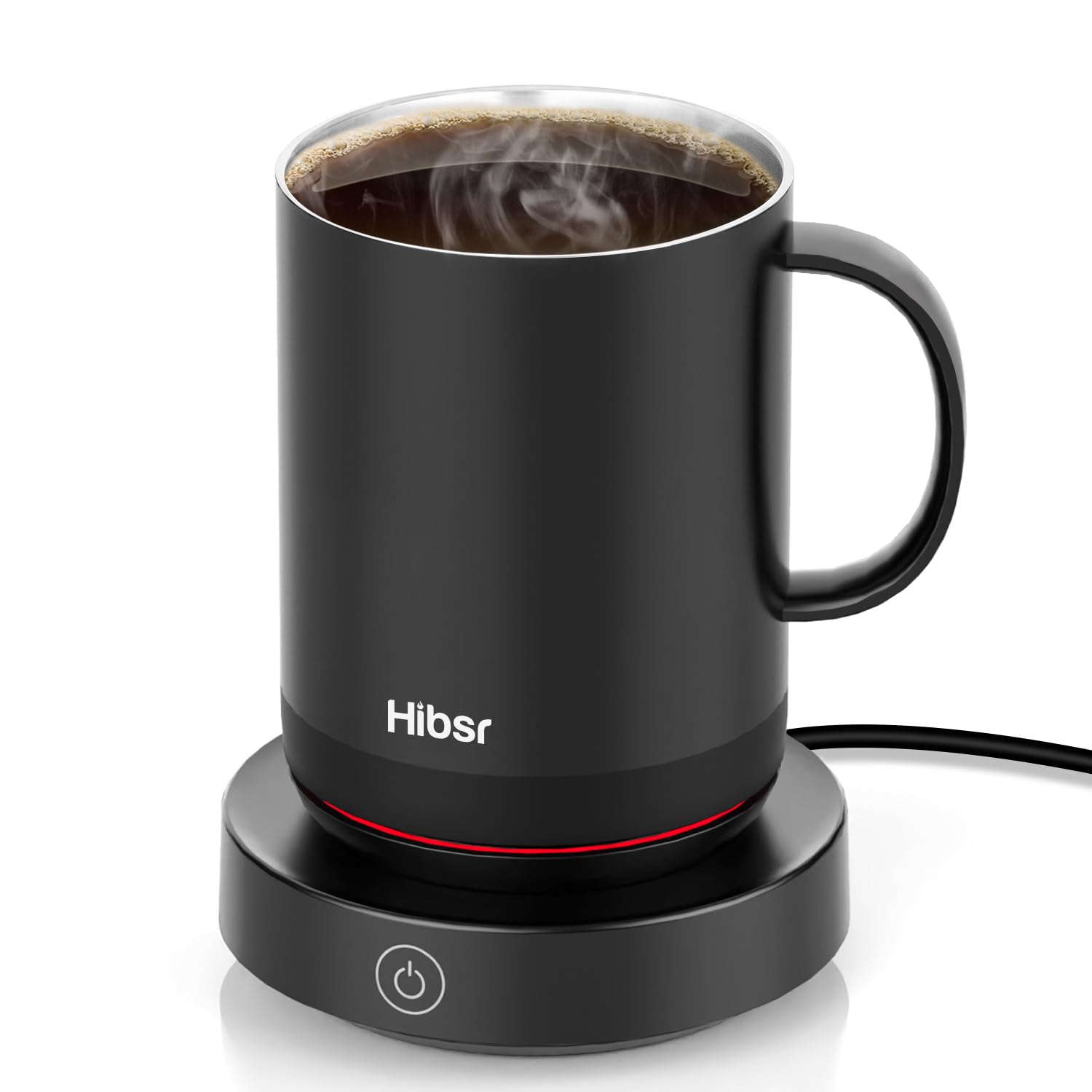 Hibsr Coffee Mug Warmer Set front view with sleek design and fast heat