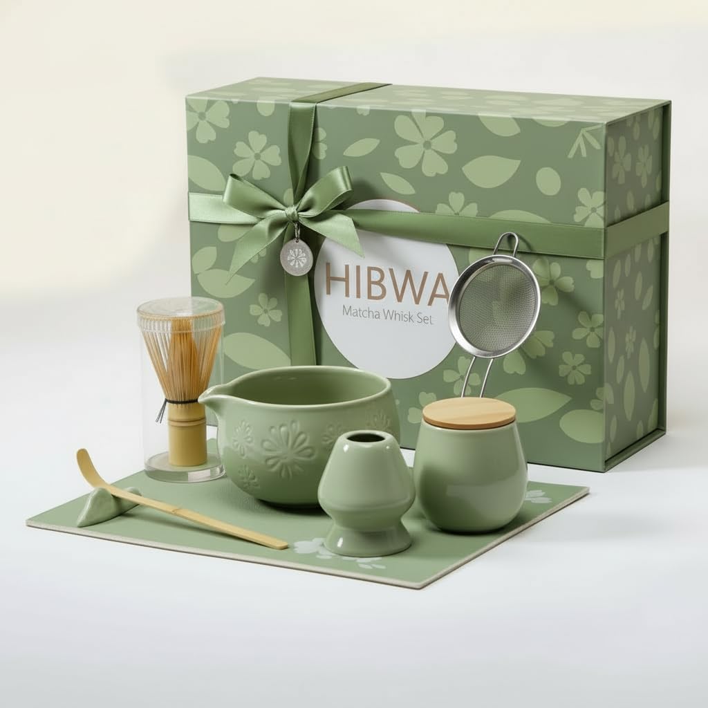 HIBWA Matcha kit with bamboo whisk for silky froth in every cup.