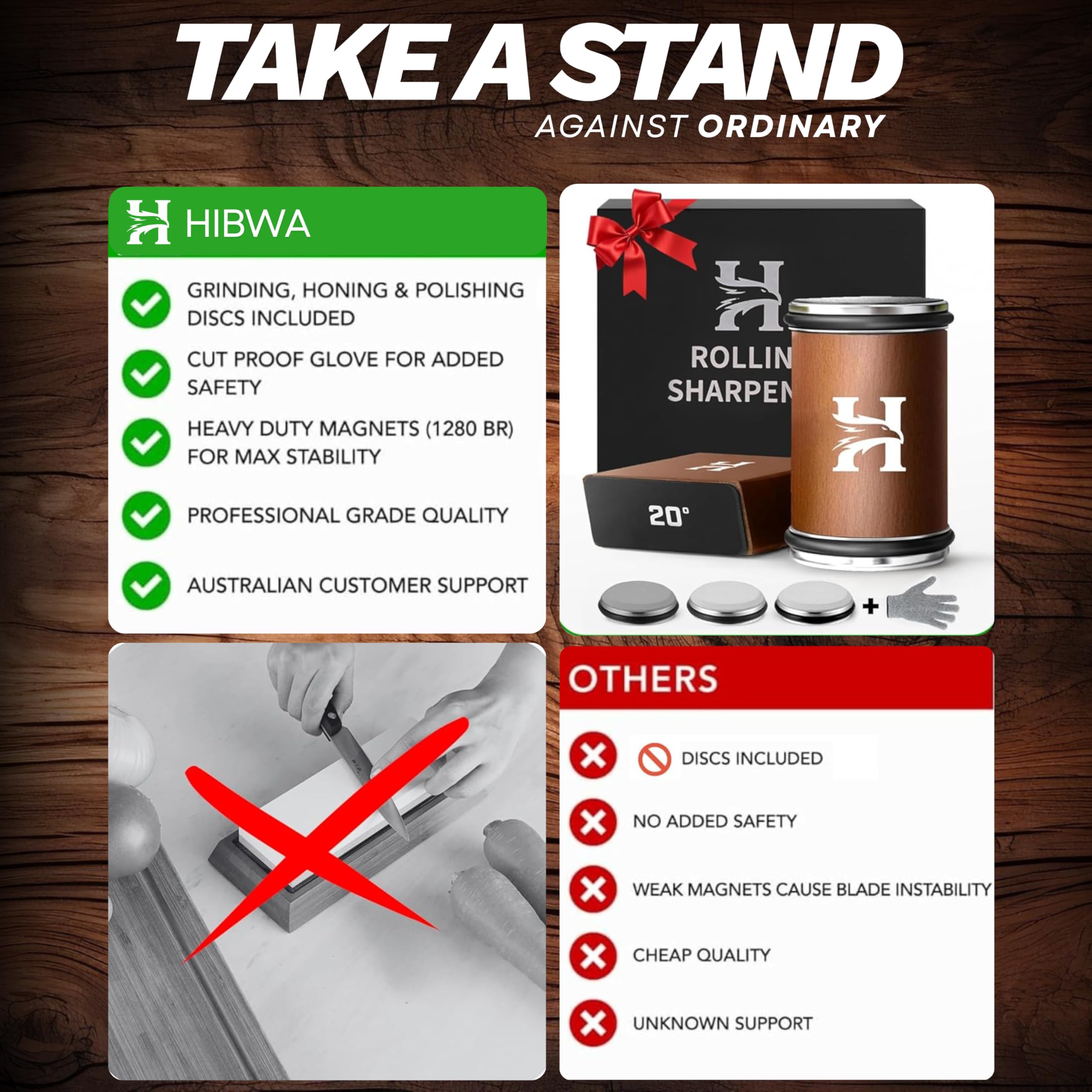 HIBWA portable sharpener ready for outdoor camping and grilling