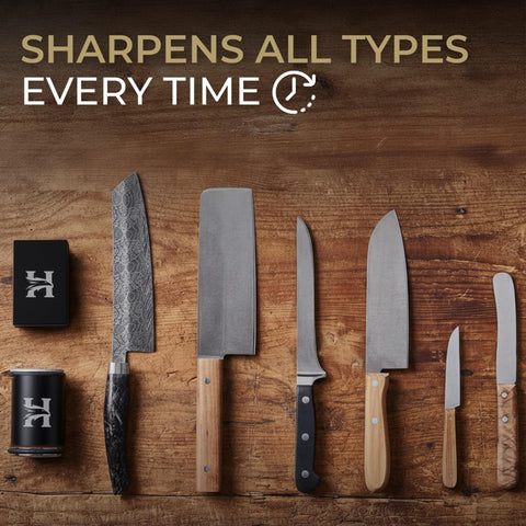 HIBWA rolling sharpener with magnetic angle-base offers precise 15° and 20° presets.