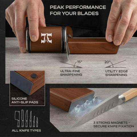 HIBWA sharpener kit mounted on rolling base for stability