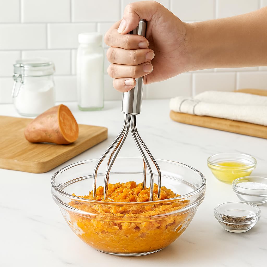 HIC Kitchen 2-In-1 Mix N’Masher eggs chopped for salads.