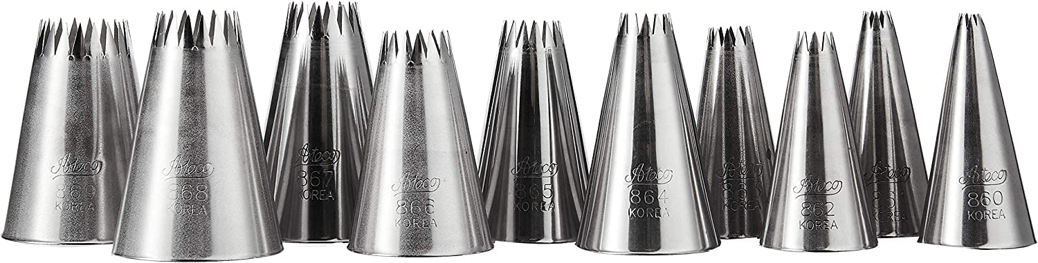 HIC Kitchen Ateco 870 stainless steel tips for precise decorating.