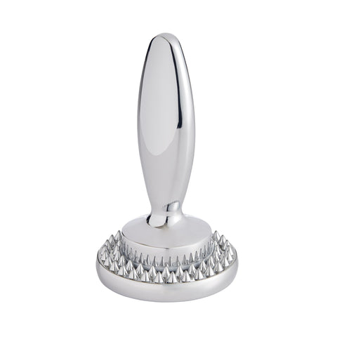 HIC Kitchen dual meat tenderizer front view showing balanced weight and chrome-plated zinc