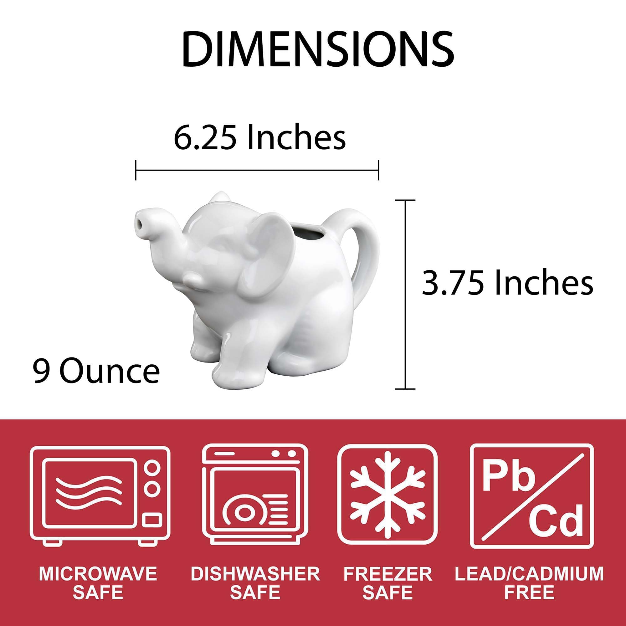 HIC Kitchen Elephant Creamer is dishwasher-safe for quick cleanup.