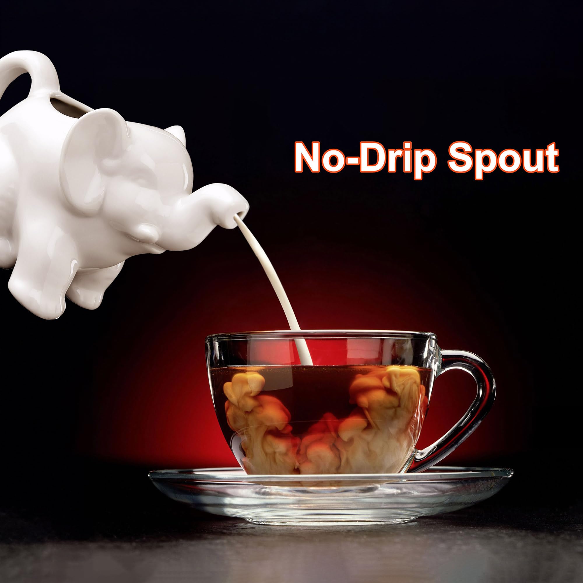 HIC Kitchen Elephant Creamer with easy-grip handle for comfortable pouring.