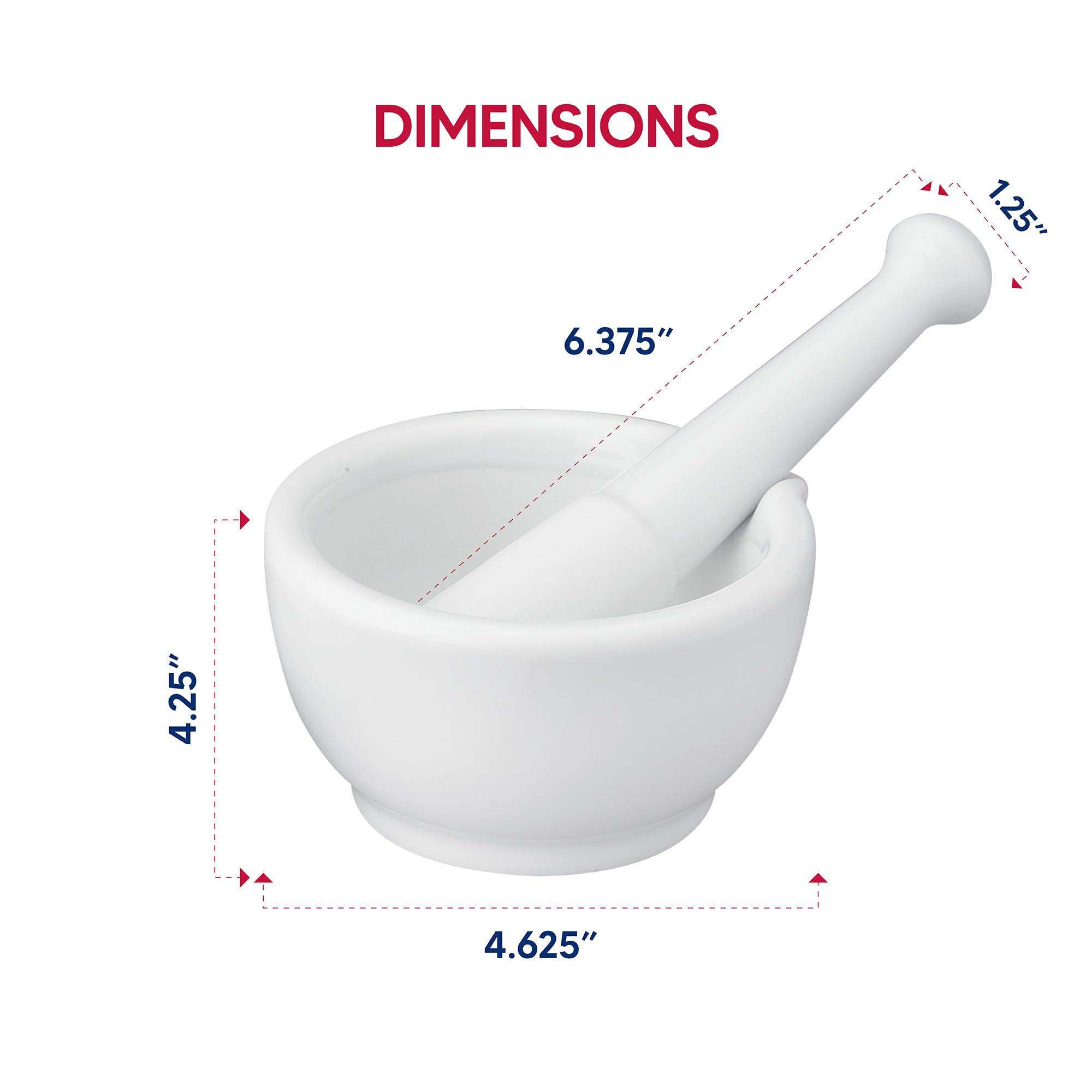 Compact porcelain mortar set on a kitchen countertop