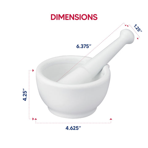 Compact porcelain mortar set on a kitchen countertop