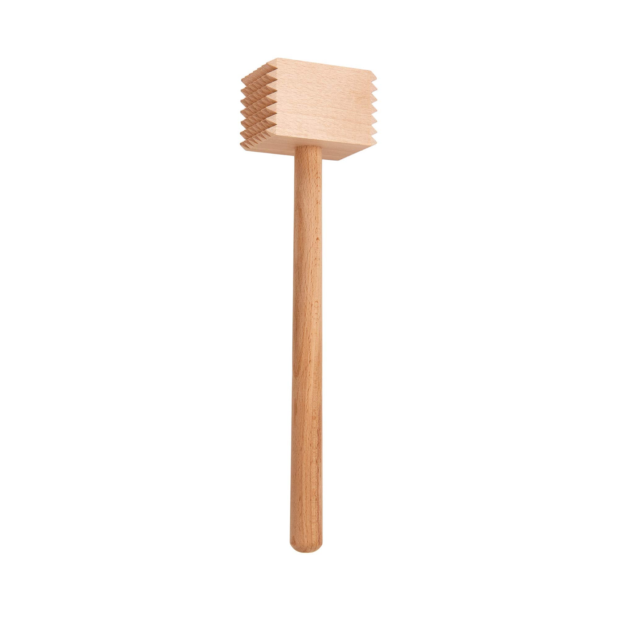 HIC Kitchen meat tenderizer smooth side flattens thin cutlets for even cooking.