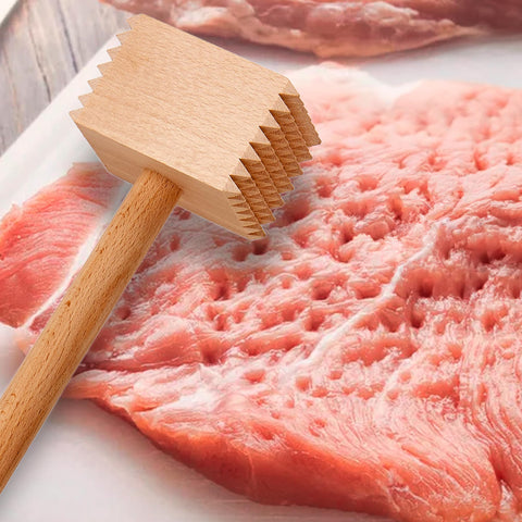 HIC Kitchen meat tenderizer textured side breaks tougher fibers for juicy results.