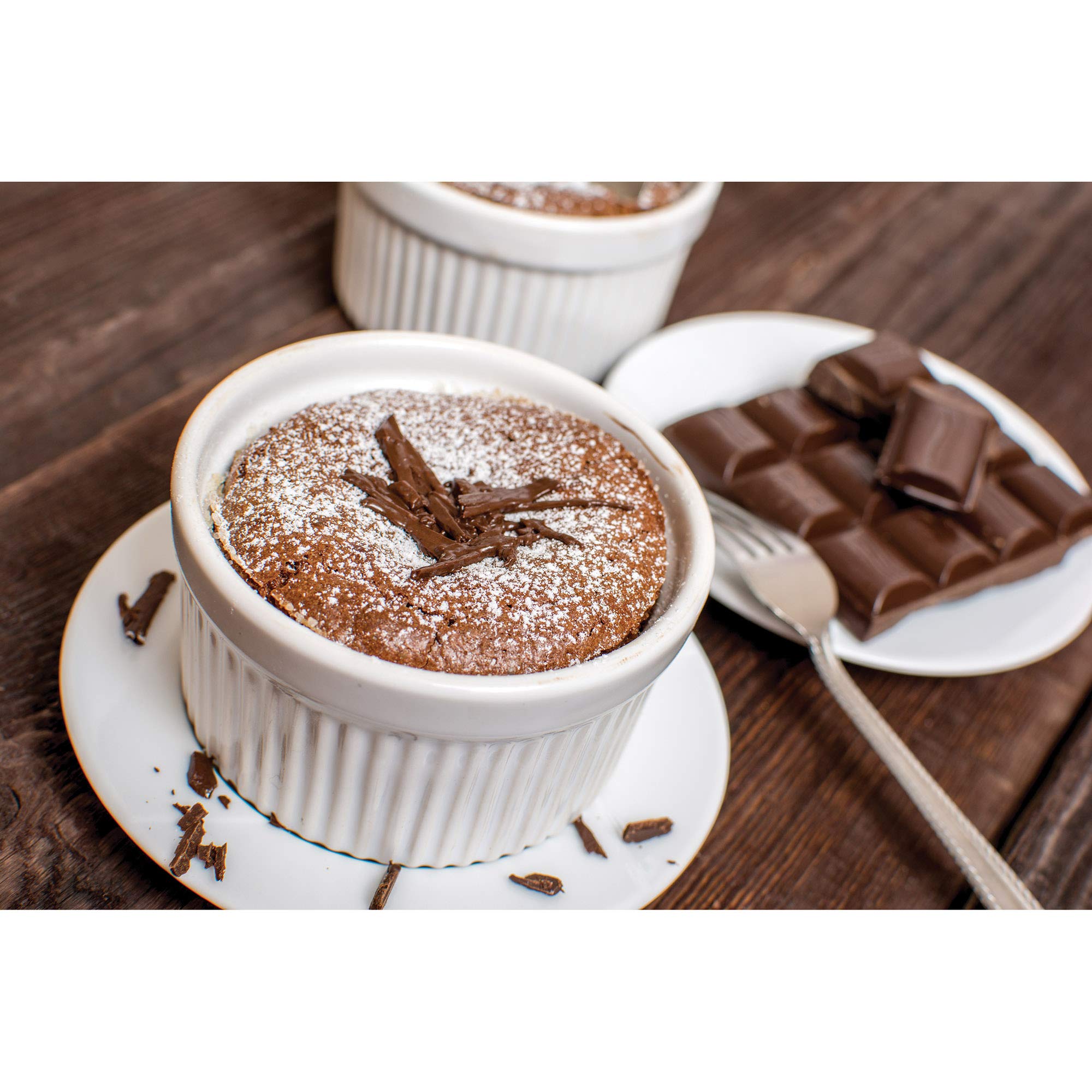HIC Kitchen Souffle Ramekin with custard, perfect single-portion serving.