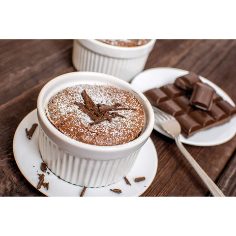 HIC Kitchen Souffle Ramekin with custard, perfect single-portion serving.