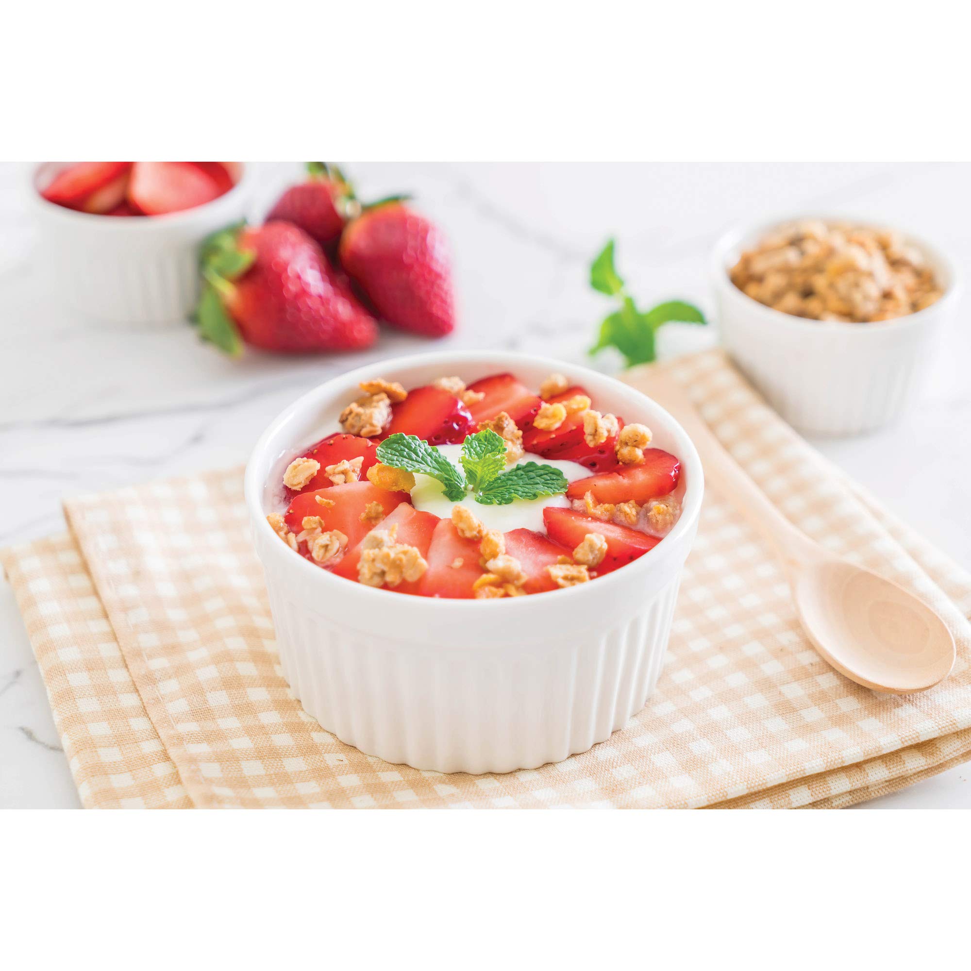 HIC Kitchen Souffle Ramekin on table for an elegant dessert portion.