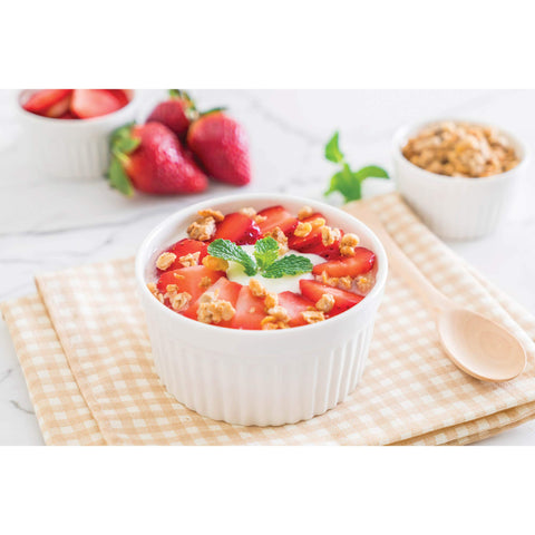 HIC Kitchen Souffle Ramekin on table for an elegant dessert portion.