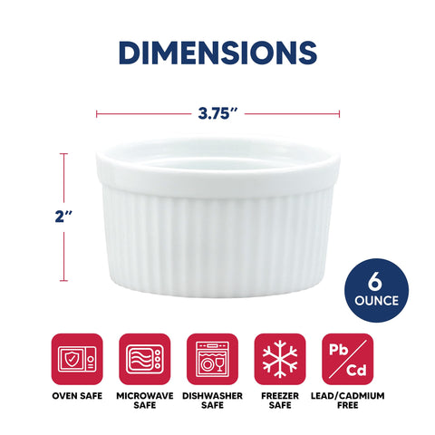 HIC Kitchen Souffle Ramekin durable oven-to-table dish, dishwasher safe.
