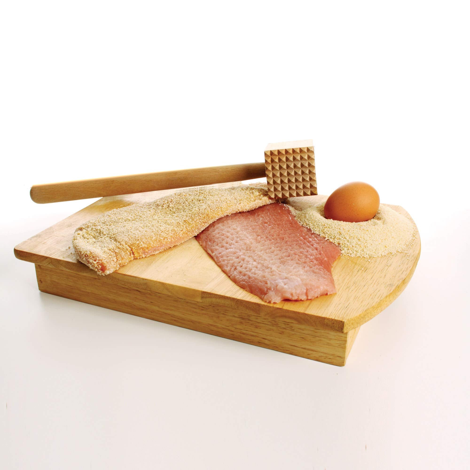 HIC Kitchen tenderizer on cutting board protects surfaces during prep.