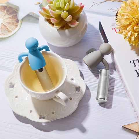 Hicarer tea infuser set in rose red, charming and safe with flexible silicone arms
