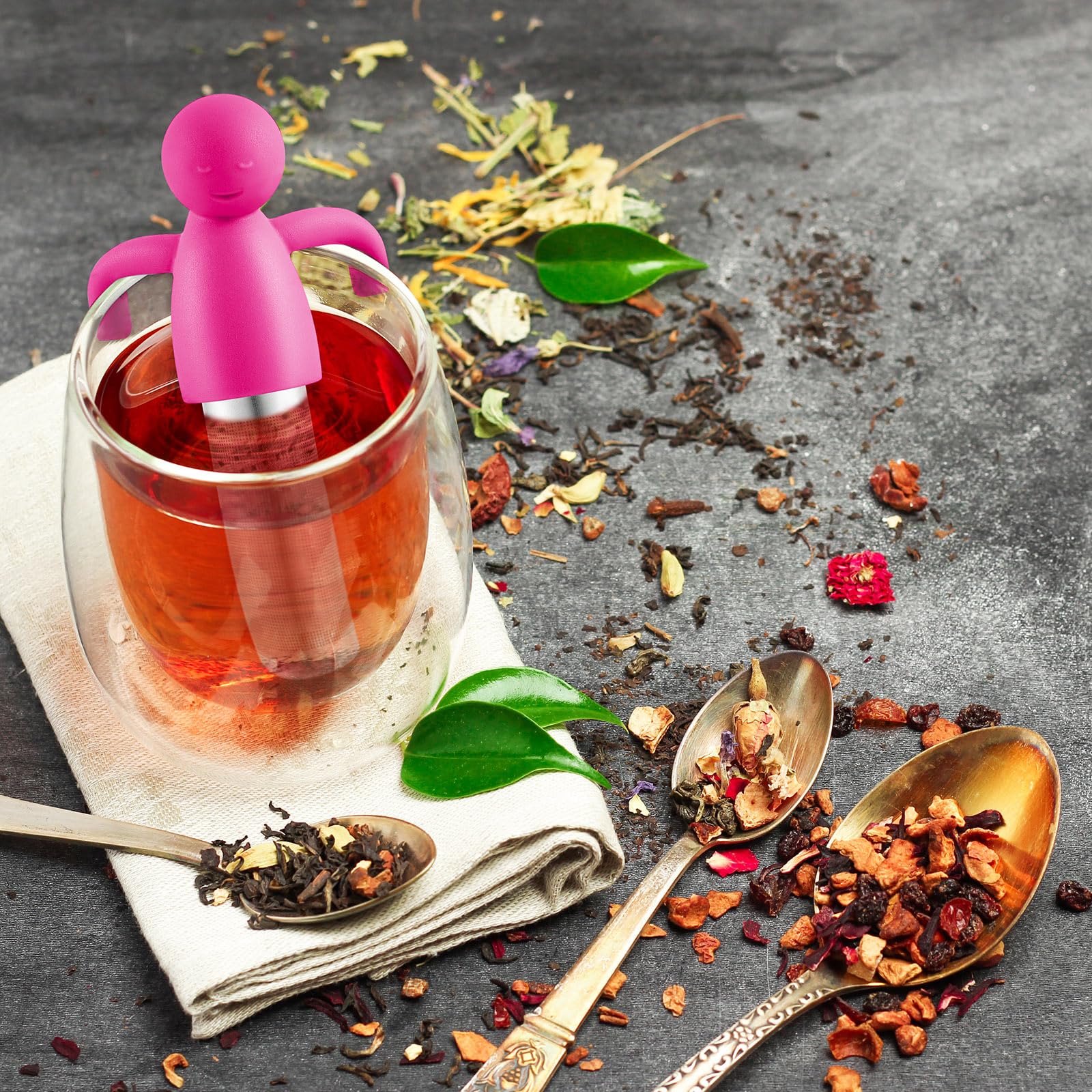 Hicarer tea infuser set in yellow, lightweight and reusable for loose leaf teas