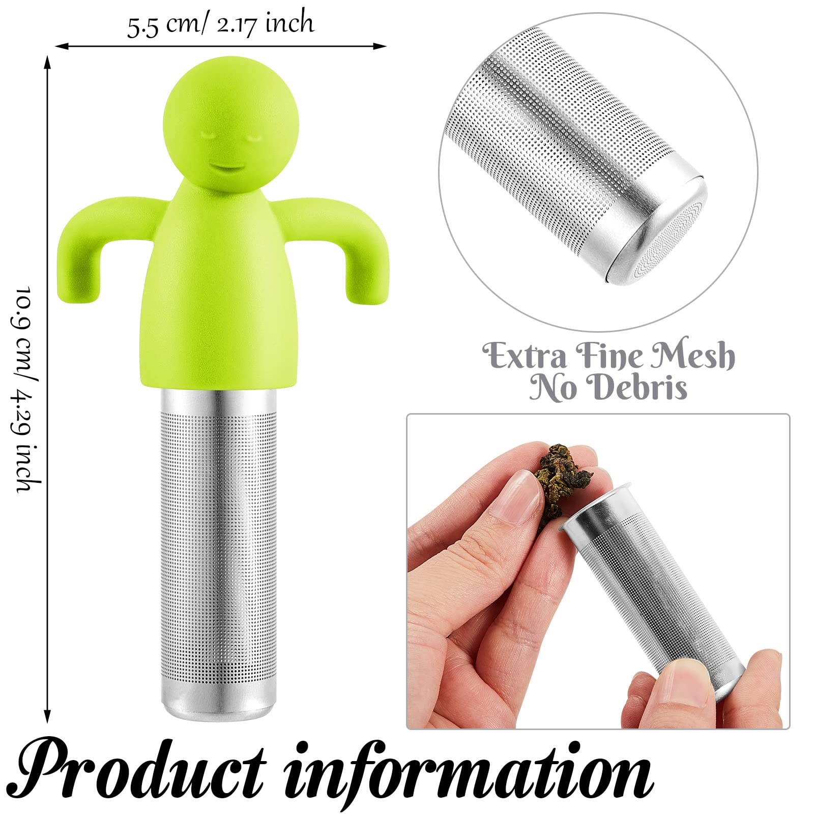 Hicarer tea infuser green smile-man in cup for brewing tea