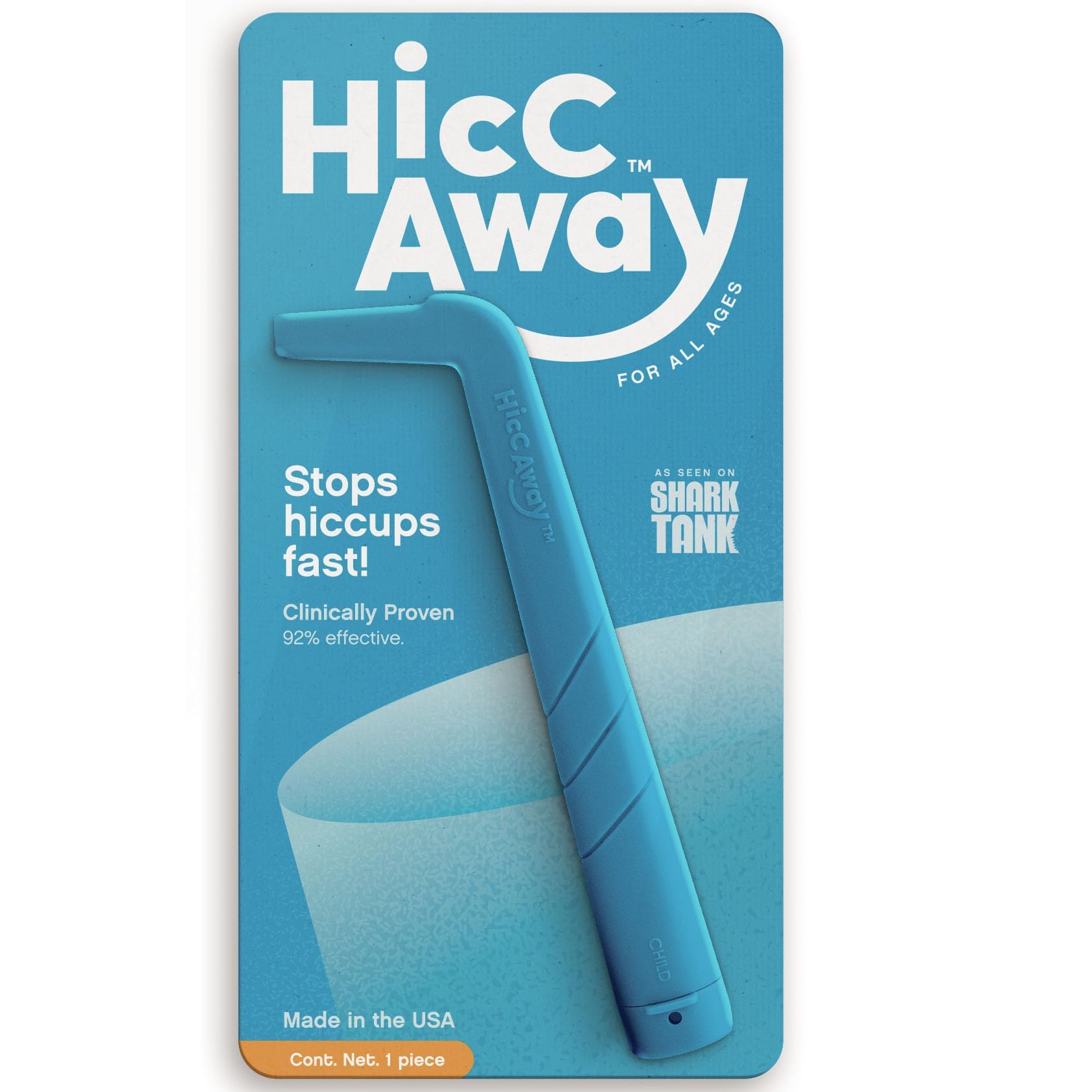 HICCAWAY Hiccup Straw used by an adult for quick relief