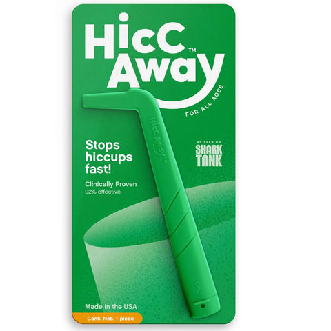 HICCAWAY water-glass demo with hiccup straw for fast relief