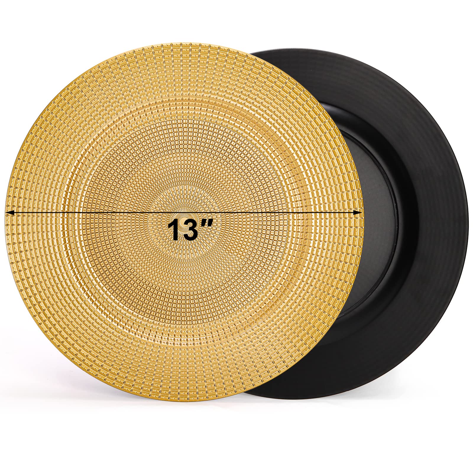 Hiceeden gold charger plate 13inch chain-pattern closeup showing luxurious detailing.