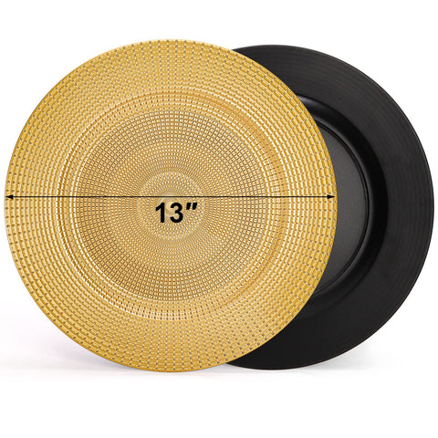 Hiceeden gold charger plate 13inch chain-pattern closeup showing luxurious detailing.