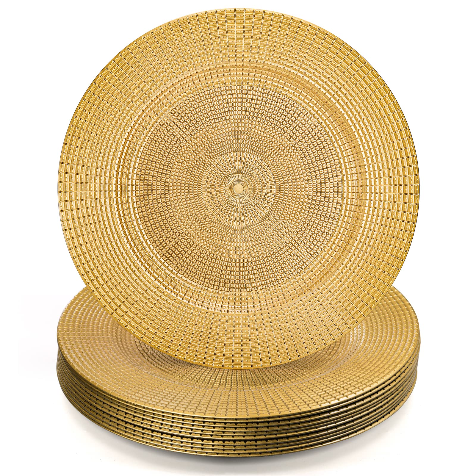 Hiceeden gold charger plate 13inch top view elevates dinner presentation.