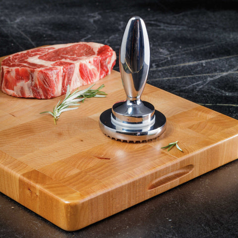 Hicook flat side used for even cooking and coating preparation.