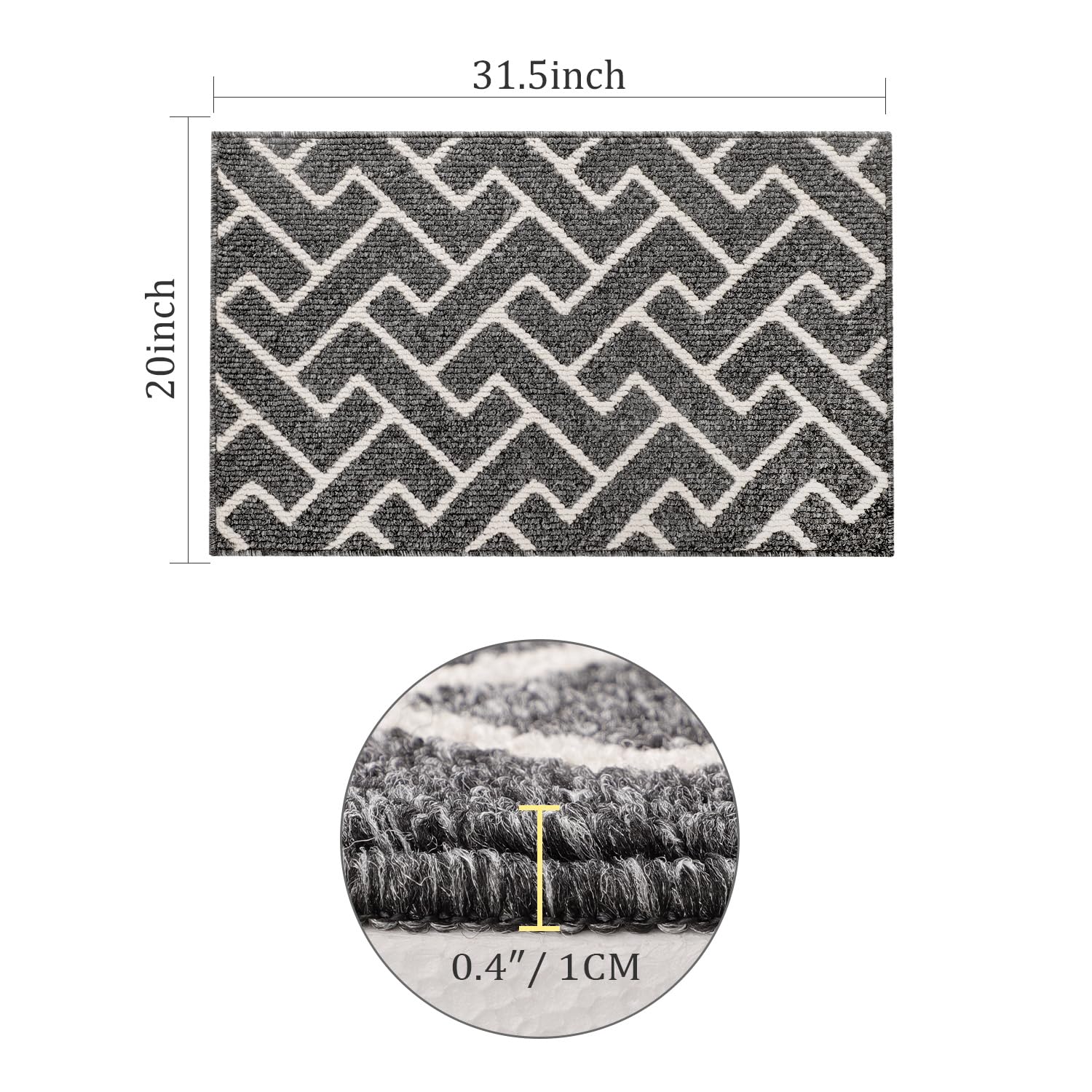 hicorfe door mat with non-slip backing protects floors while absorbing dirt.