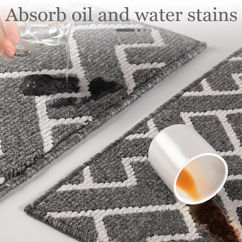 hicorfe front door mat features dirt-scraping texture for shoe debris removal.