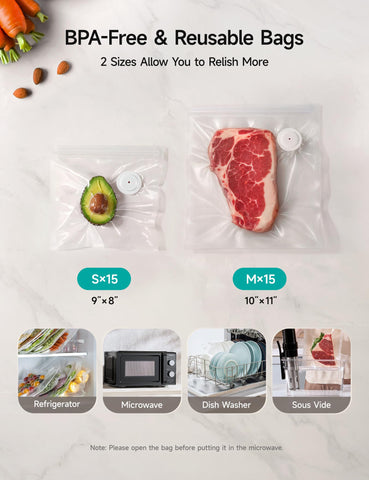 HiCOZY includes BPA-free reusable bags for freezer and microwave use.
