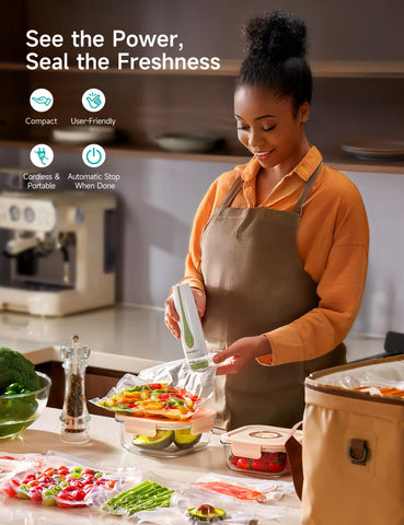 Hicozy vacuum sealer with 4-LED battery indicator shows charge status