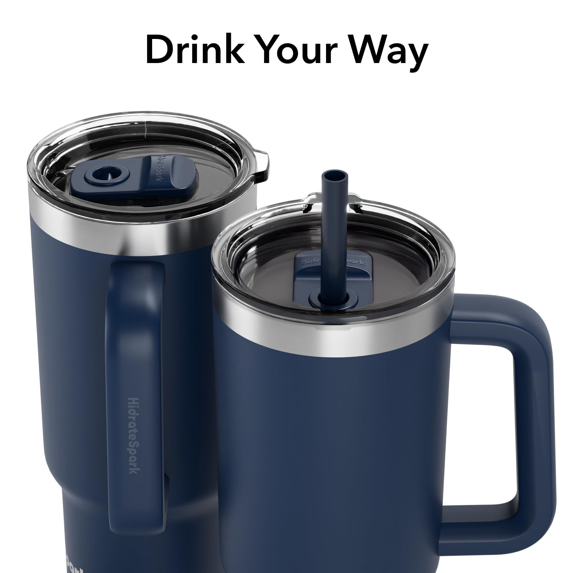 Hidrate Spark PRO 2 30oz navy ergonomic handle for comfortable carrying