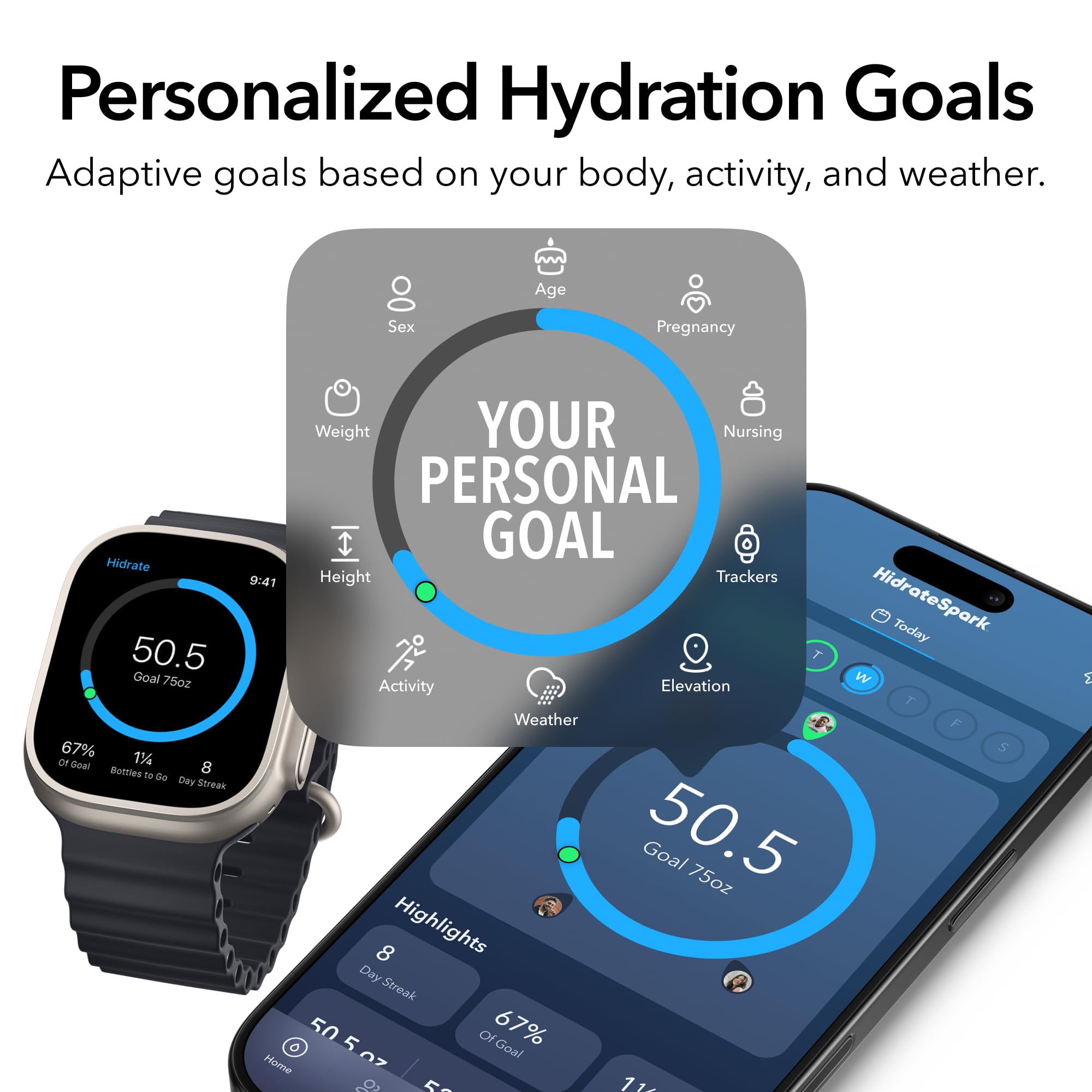 Hidrate Spark PRO 2 30oz navy USB-C charging setup ready for long days