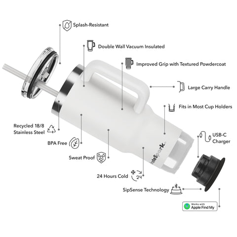 Hidrate Spark Pro 2 Bluetooth app integration tracks hydration history.