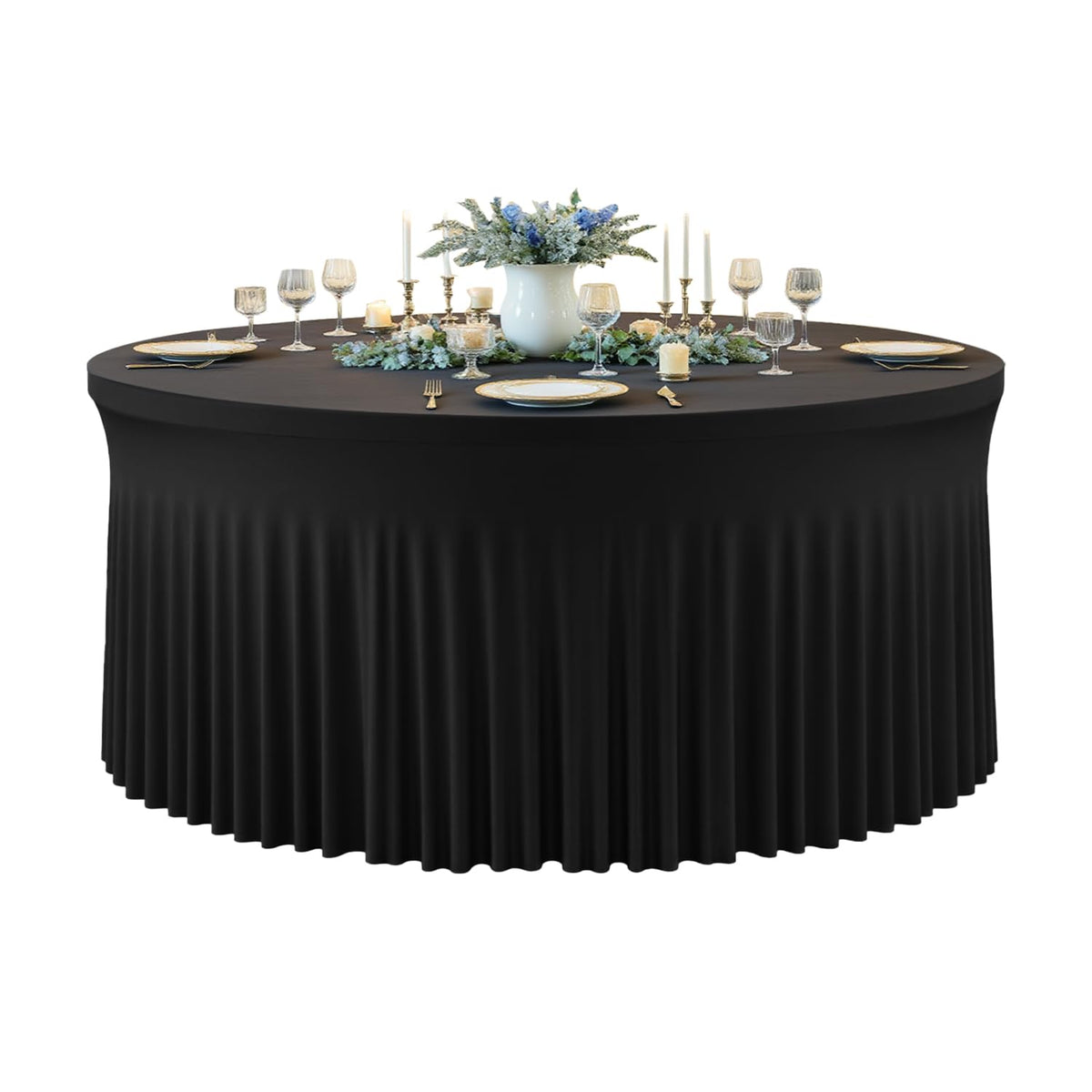 Hietaap black spandex round tablecloth 60-inch top cover for a clean wedding display